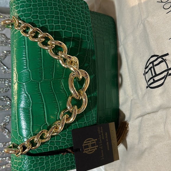 House Of Harlow 1960 Croc Embossed Leather
Crossbody Bag Green Made In Italy NEW - Picture 3 of 3